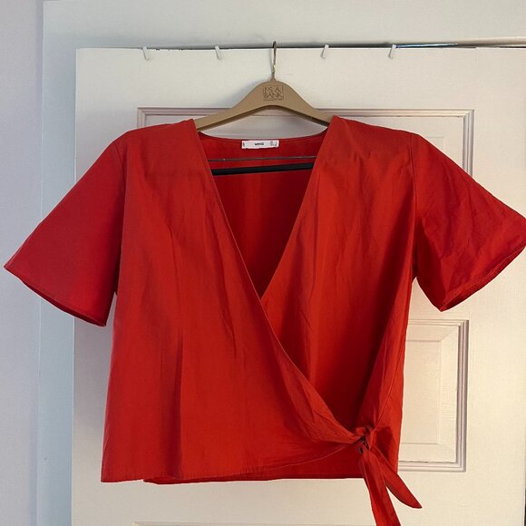 Sunset Orange Wrap Top - Picture 1 of 3